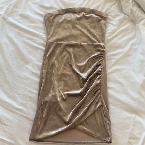 FASHION NOVA Tan Velvet Dress size S